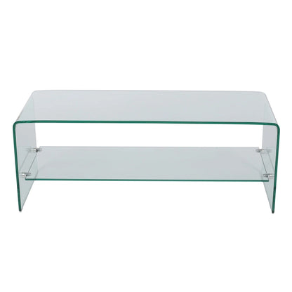 Clear 39.37  TV Stand with Open Back Design and Glass Shelf for TVs Up to 39