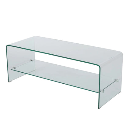 Clear 39.37  TV Stand with Open Back Design and Glass Shelf for TVs Up to 39