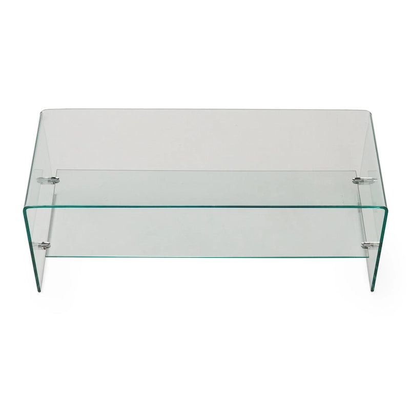 Clear 39.37  TV Stand with Open Back Design and Glass Shelf for TVs Up to 39