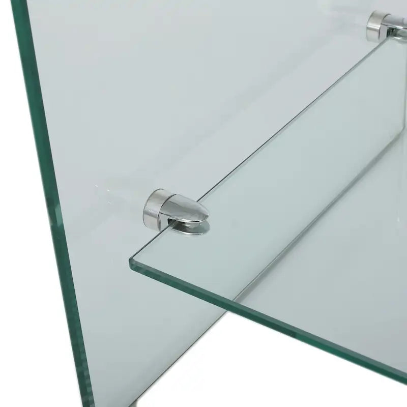 Clear 39.37  TV Stand with Open Back Design and Glass Shelf for TVs Up to 39