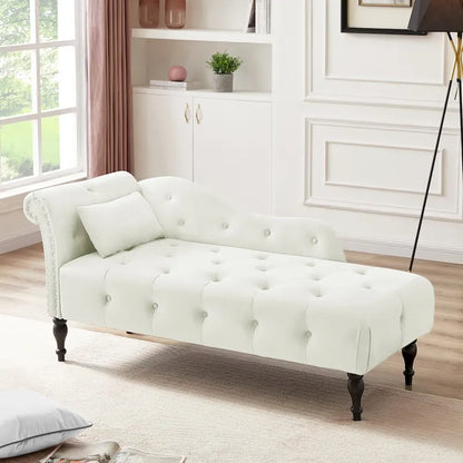60.6  Velvet Upholstered Button Tufted Chaise Lounge Chair with Nailheads