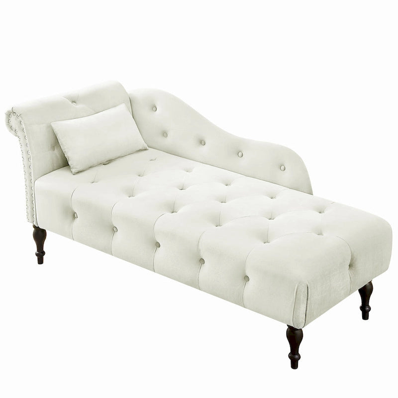 60.6  Velvet Upholstered Button Tufted Chaise Lounge Chair with Nailheads