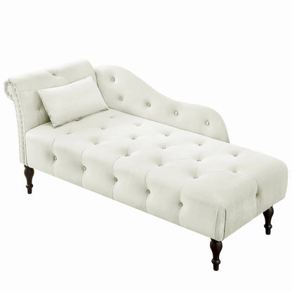 60.6  Velvet Upholstered Button Tufted Chaise Lounge Chair with Nailheads