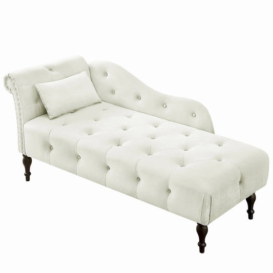 60.6  Velvet Upholstered Button Tufted Chaise Lounge Chair with Nailheads