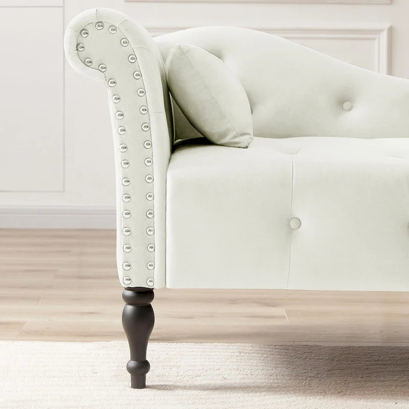 60.6  Velvet Upholstered Button Tufted Chaise Lounge Chair with Nailheads