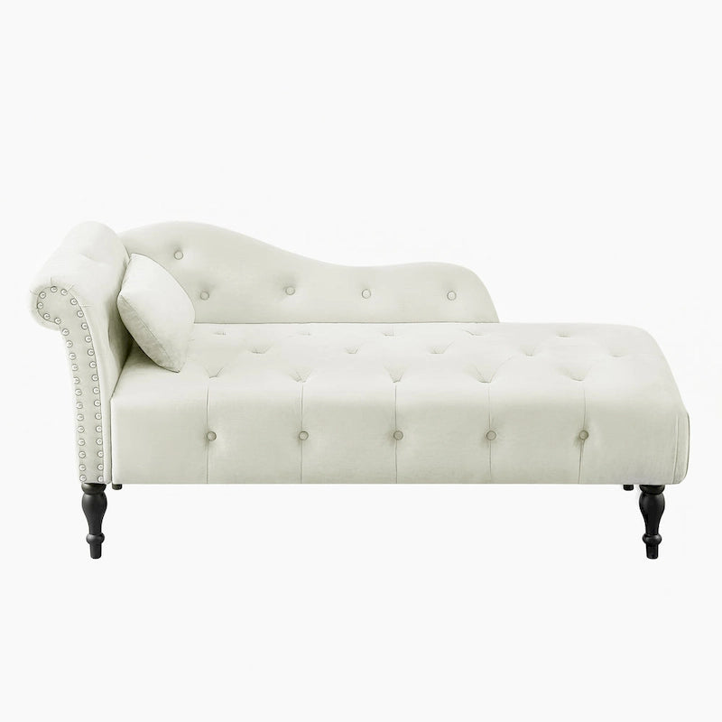 60.6  Velvet Upholstered Button Tufted Chaise Lounge Chair with Nailheads