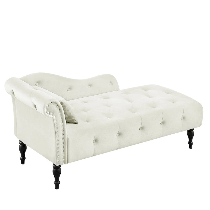60.6  Velvet Upholstered Button Tufted Chaise Lounge Chair with Nailheads