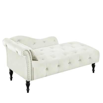 60.6  Velvet Upholstered Button Tufted Chaise Lounge Chair with Nailheads