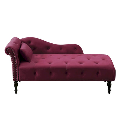 60.6  Velvet Upholstered Button Tufted Chaise Lounge Chair with Nailheads