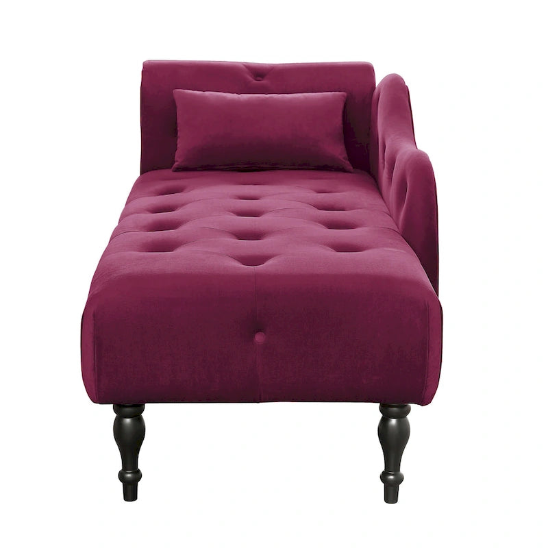 60.6  Velvet Upholstered Button Tufted Chaise Lounge Chair with Nailheads