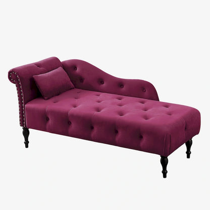 60.6  Velvet Upholstered Button Tufted Chaise Lounge Chair with Nailheads