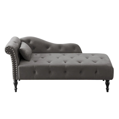 60.6  Velvet Upholstered Button Tufted Chaise Lounge Chair with Nailheads