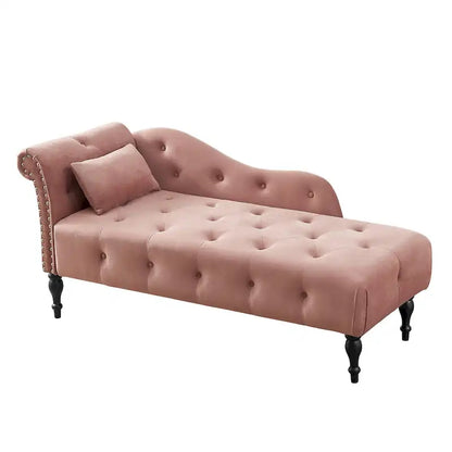 60.6  Velvet Upholstered Button Tufted Chaise Lounge Chair with Nailheads