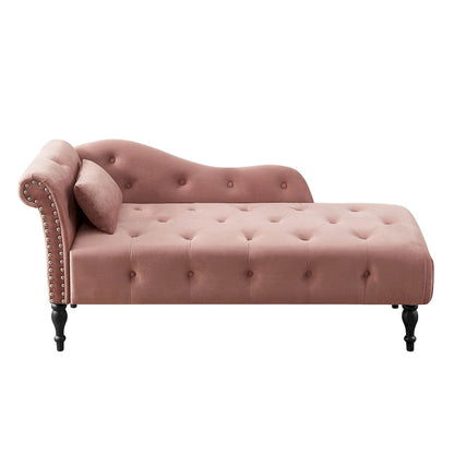 60.6  Velvet Upholstered Button Tufted Chaise Lounge Chair with Nailheads