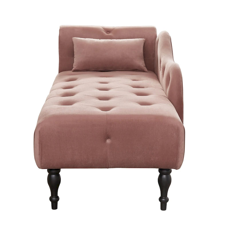60.6  Velvet Upholstered Button Tufted Chaise Lounge Chair with Nailheads