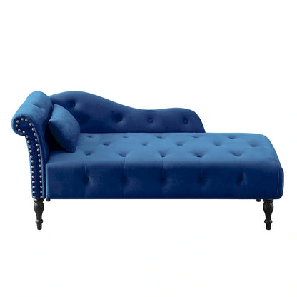 60.6  Velvet Upholstered Button Tufted Chaise Lounge Chair with Nailheads