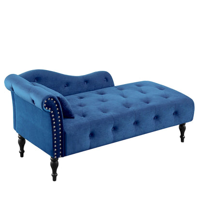 60.6  Velvet Upholstered Button Tufted Chaise Lounge Chair with Nailheads