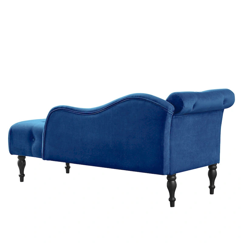 60.6  Velvet Upholstered Button Tufted Chaise Lounge Chair with Nailheads