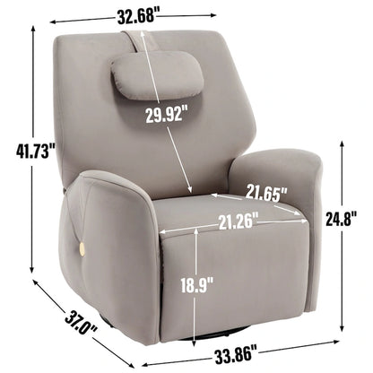 Swivel and Rocker Power Recliner Chair with Lumbar and Neck Support Pillow, Max Swivel Degree 270, USB and Type-C Ports