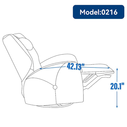 Swivel and Rocker Power Recliner Chair with Lumbar and Neck Support Pillow, Max Swivel Degree 270, USB and Type-C Ports