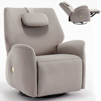 Swivel and Rocker Power Recliner Chair with Lumbar and Neck Support Pillow, Max Swivel Degree 270, USB and Type-C Ports