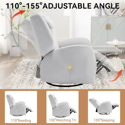 Swivel and Rocker Power Recliner Chair with Lumbar and Neck Support Pillow, Max Swivel Degree 270, USB and Type-C Ports