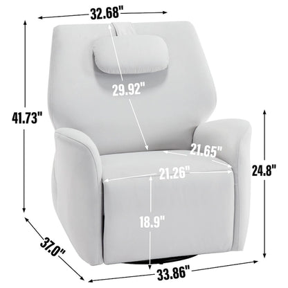 Swivel and Rocker Power Recliner Chair with Lumbar and Neck Support Pillow, Max Swivel Degree 270, USB and Type-C Ports