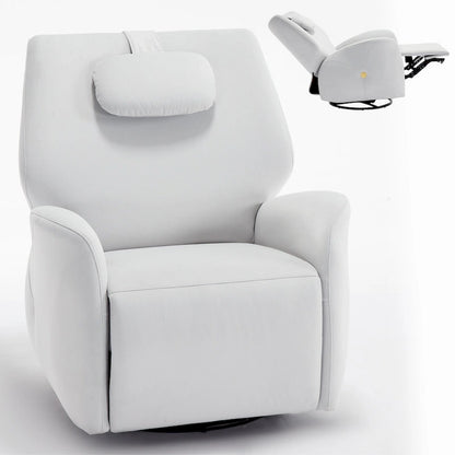Swivel and Rocker Power Recliner Chair with Lumbar and Neck Support Pillow, Max Swivel Degree 270, USB and Type-C Ports