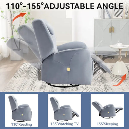 Swivel and Rocker Power Recliner Chair with Lumbar and Neck Support Pillow, Max Swivel Degree 270, USB and Type-C Ports