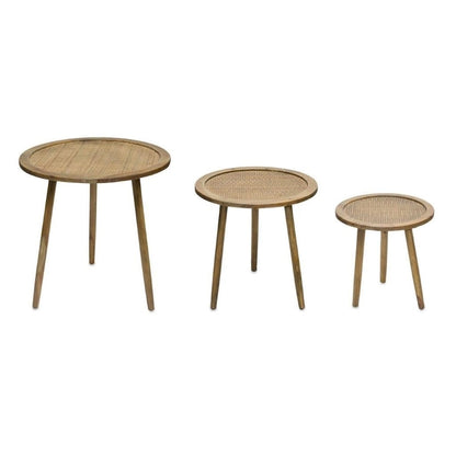 Set of Three 24  Brown Round End Tables - 23.25' X '24' X '23.25