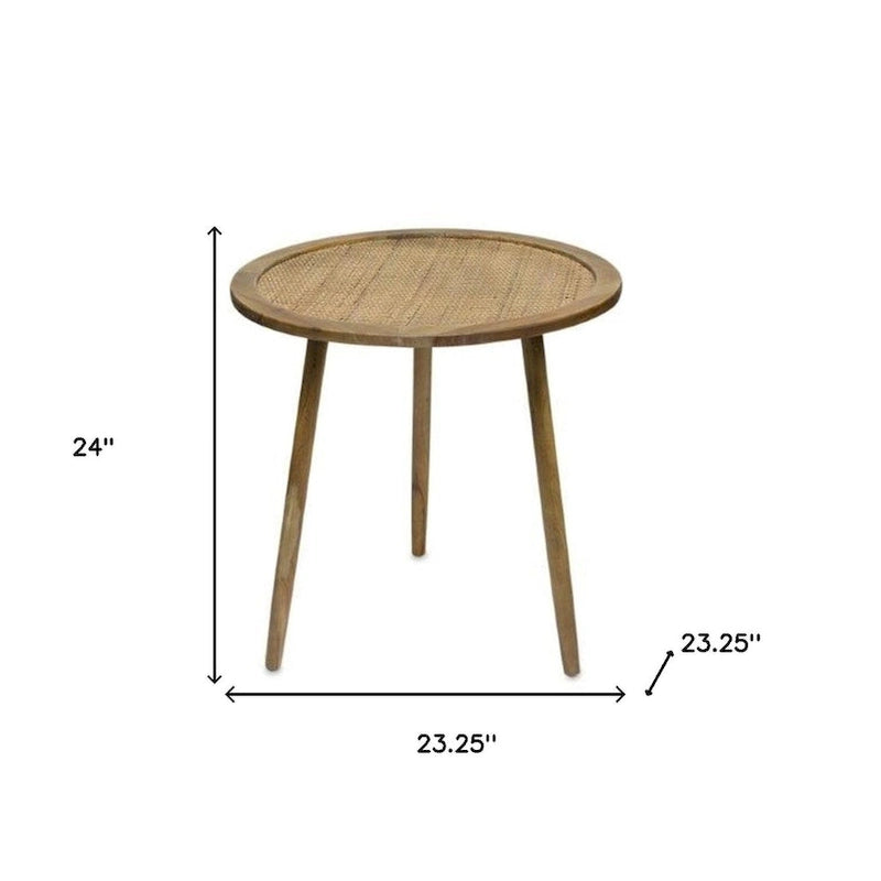 Set of Three 24  Brown Round End Tables - 23.25' X '24' X '23.25