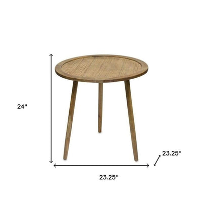 Set of Three 24  Brown Round End Tables - 23.25' X '24' X '23.25