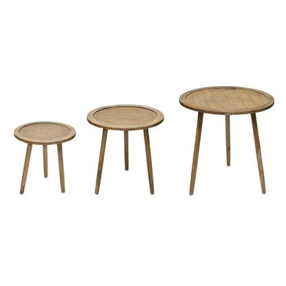 Set of Three 24  Brown Round End Tables - 23.25' X '24' X '23.25