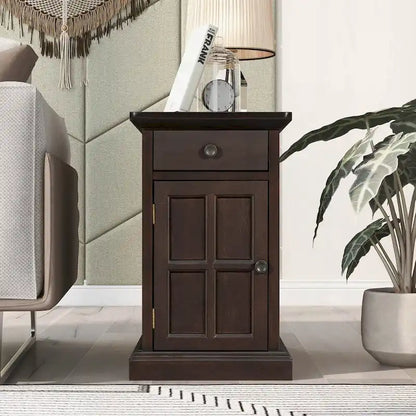 End Table Side Table with USB Ports and One Multifunctional Drawer with cup holders