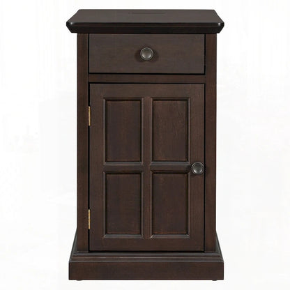 End Table Side Table with USB Ports and One Multifunctional Drawer with cup holders