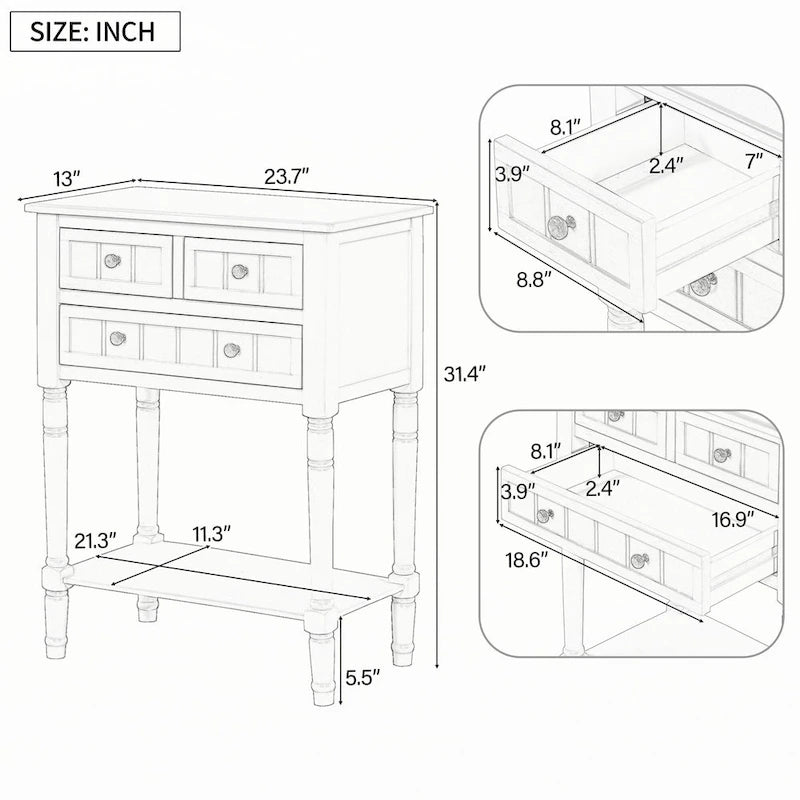 Narrow Console Table(Navy)