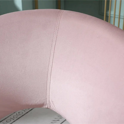 Pink Modern 28  Polyester Upholstered Accent Chair with Gold Tone Finished Base and Metal Sled Legs