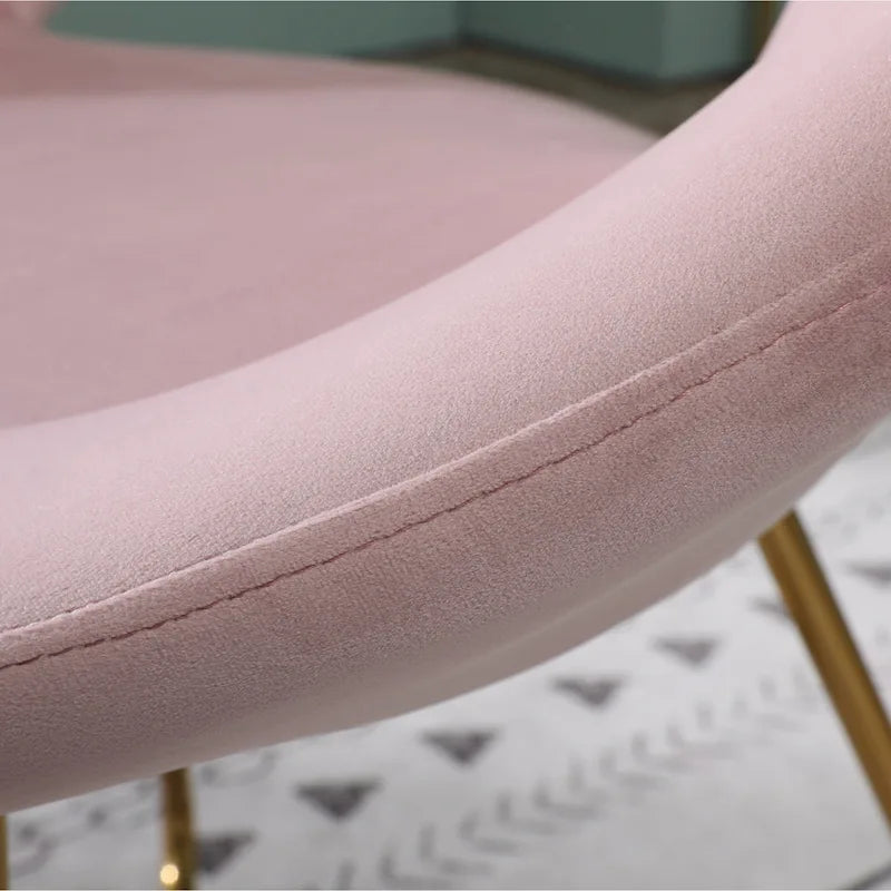 Pink Modern 28  Polyester Upholstered Accent Chair with Gold Tone Finished Base and Metal Sled Legs