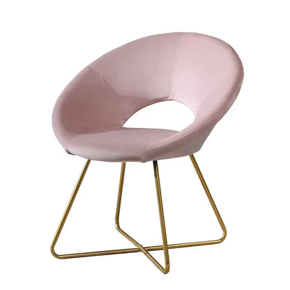 Pink Modern 28  Polyester Upholstered Accent Chair with Gold Tone Finished Base and Metal Sled Legs