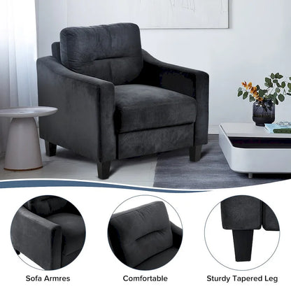 Black Modern 32.2  Upholstered Accent Chair with Sturdy Hardwood Frame and Soft Cushion