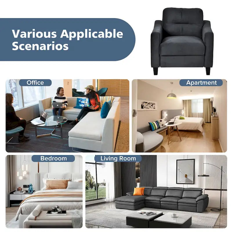 Black Modern 32.2  Upholstered Accent Chair with Sturdy Hardwood Frame and Soft Cushion