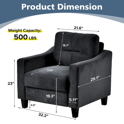 Black Modern 32.2  Upholstered Accent Chair with Sturdy Hardwood Frame and Soft Cushion