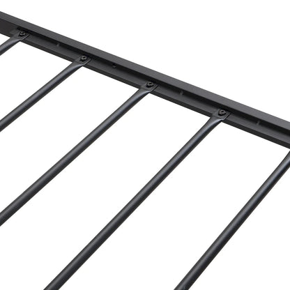 Black+Grey Full Size Metal Bed with Upholstered Storage Headboard and USB