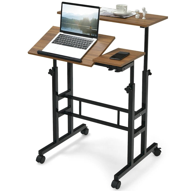   Mobile Stand up Desk Adjustable Computer Desk Tilting