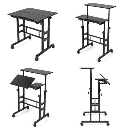 Mobile Stand up Desk Adjustable Computer Desk Tilting