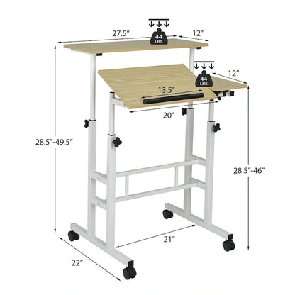 Mobile Stand up Desk Adjustable Computer Desk Tilting