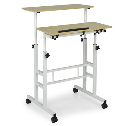 Mobile Stand up Desk Adjustable Computer Desk Tilting