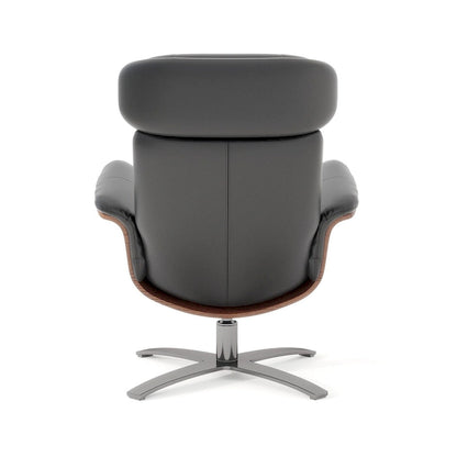 Jovan 31.5  Curved Wood Genuine Leather Recliner Lounge Chair