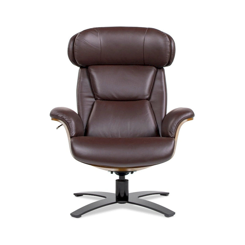 Jovan 31.5  Curved Wood Genuine Leather Recliner Lounge Chair