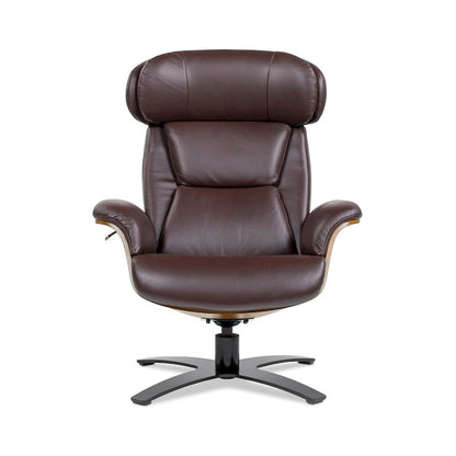 Jovan 31.5  Curved Wood Genuine Leather Recliner Lounge Chair